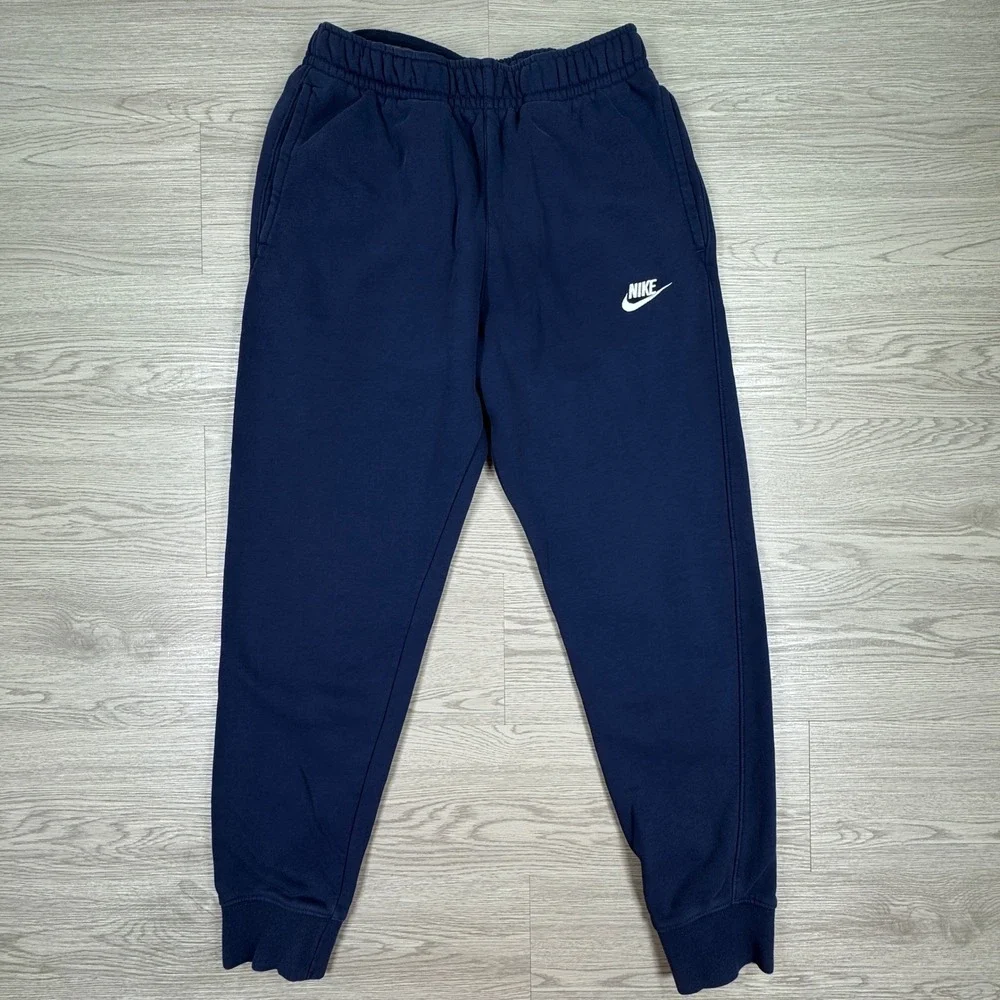 Nike Men's Joggers Club Fleece Sweatpants Navy Blue Small Sporty Casual Everyday